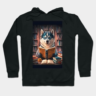 Bookworm Siberian husky Hoodie